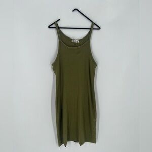 Eterne Ribbed Knit Tank Mini Dress In Olive